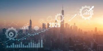 Infographic illustrating the interconnectedness of economic sectors and their projected earnings growth for 2025.