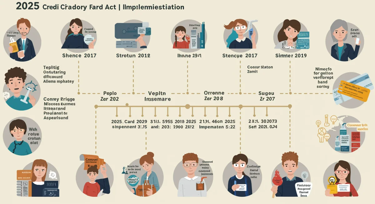 Infographic depicting the timeline and key regulatory milestones of the 2025 Credit Card Act.