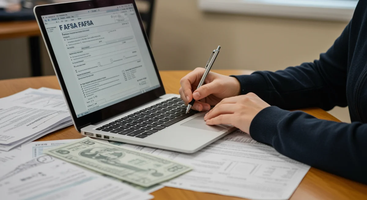 Student diligently completing the FAFSA form online