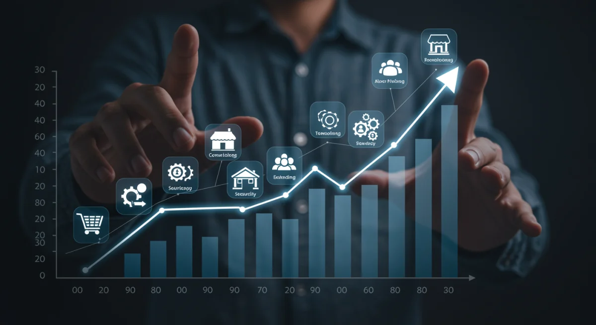 Digital graph illustrating rising consumer spending influenced by stable employment