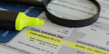 Detailed credit card statement showing cash advance fees