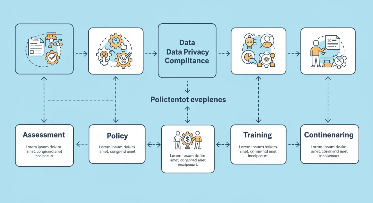 Five-step data privacy compliance flowchart for businesses