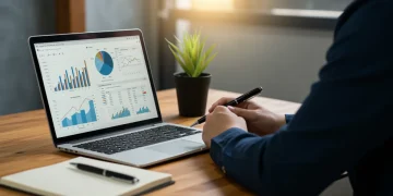 Person planning credit card debt reduction strategy on laptop