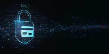 Digital padlock protecting credit card data in 2025