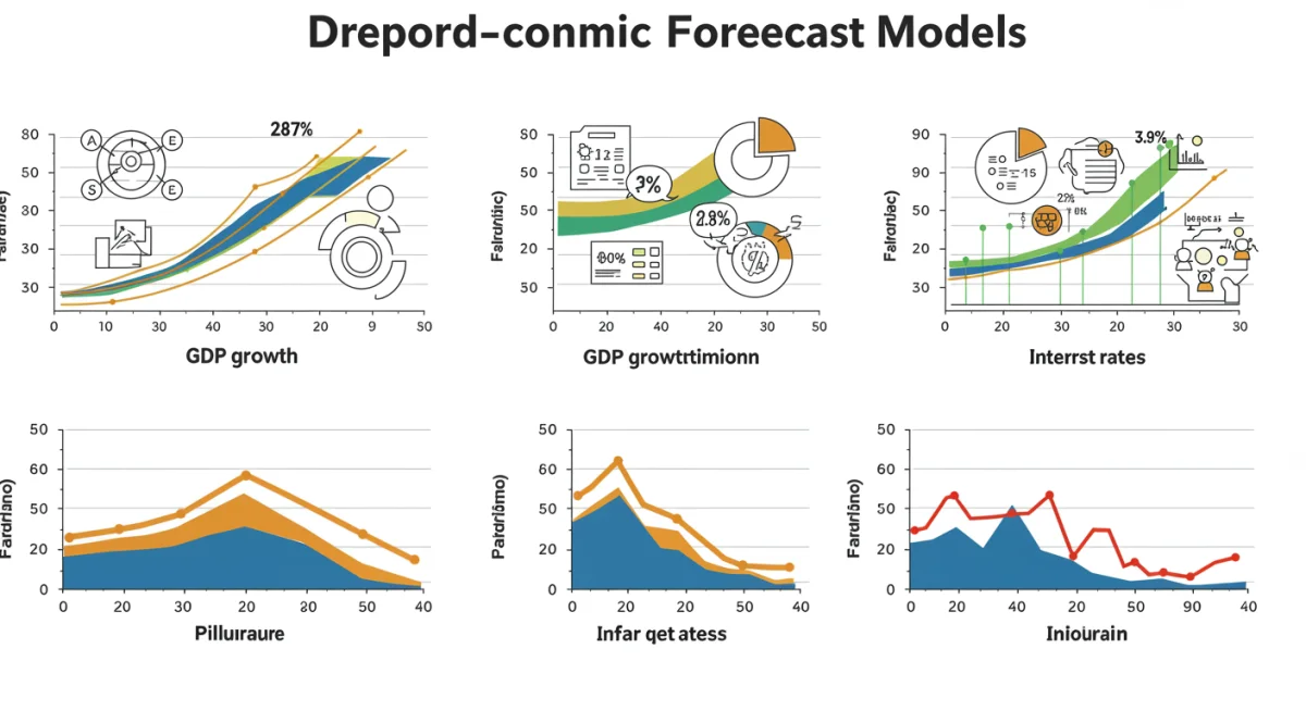 Infographic comparing predictions of five economic forecast models for 2025.
