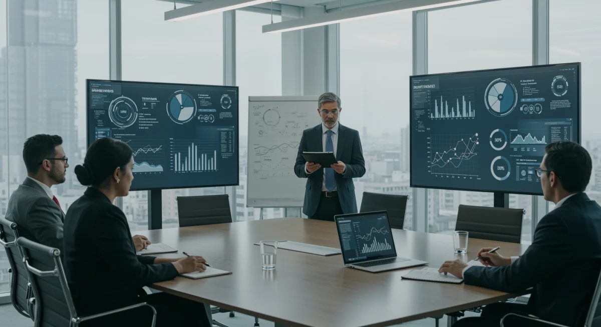 Boardroom discussion on supply chain compliance strategies for 2025 regulations.