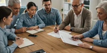 Family discussing estate planning with advisor