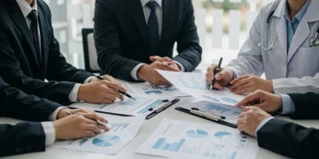 Professionals analyzing new federal regulations impacting tech, healthcare, energy sectors in Q1 2025