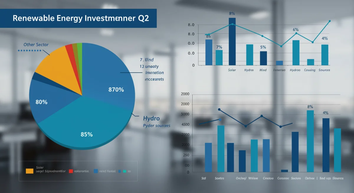 Infographic detailing Q2 2025 renewable energy investment breakdown and growth projections.