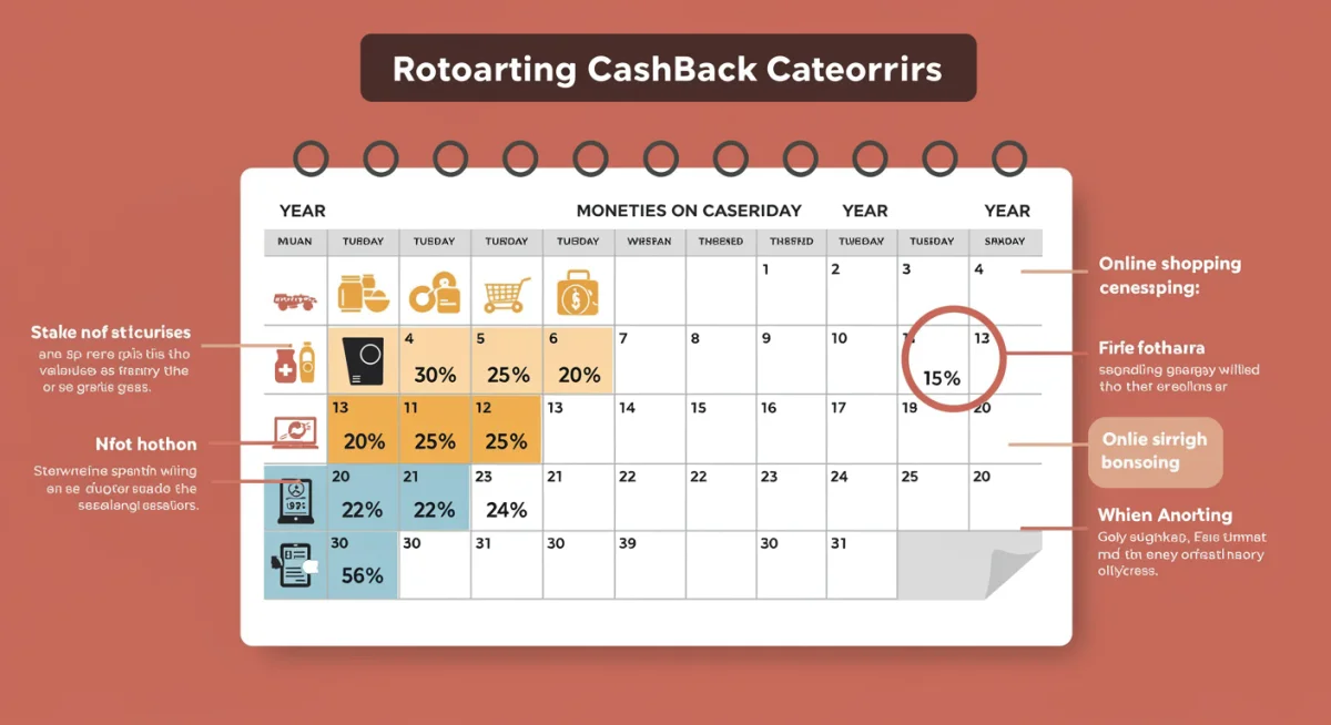 Infographic illustrating rotating cashback categories throughout the year, optimizing reward accumulation.