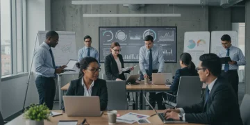 Professionals working in a modern office, symbolizing the dynamic US labor market