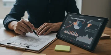 Person analyzing 2026 US tax documents with financial charts, symbolizing proactive tax planning and education for savings.