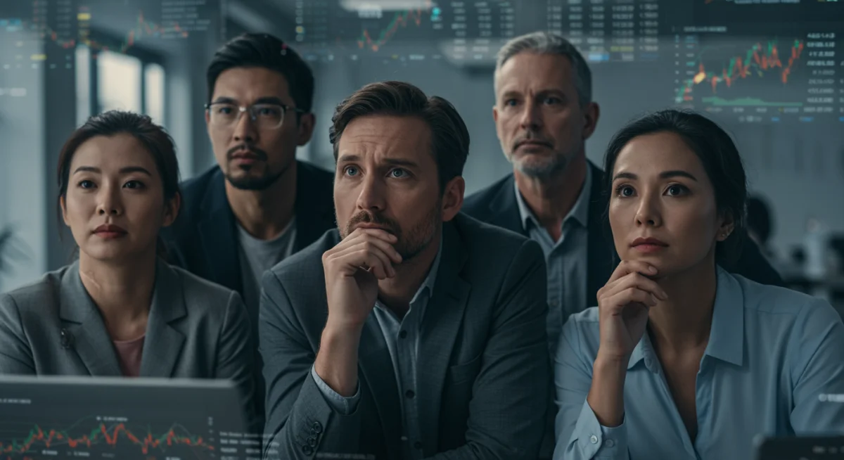 Investors analyzing financial data and market trends