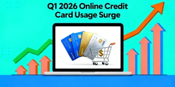 Illustration of credit cards and online shopping trends