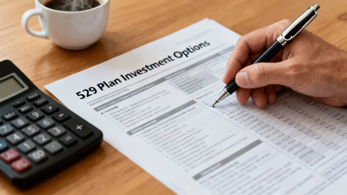 Detailed view of 529 plan investment options document