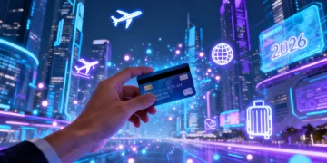 Futuristic credit card unlocking points and travel, 2026 financial strategy
