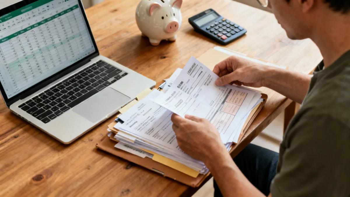 Individual managing personal finances and budgeting for future economic shifts