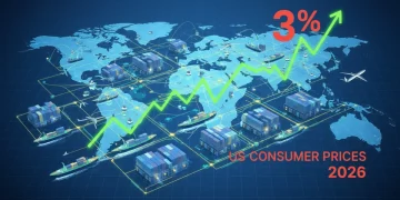 Global supply chain network illustrating future price increases for US consumers.