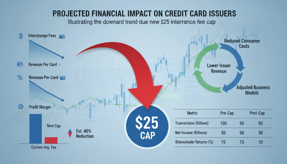 Infographic showing projected financial impact of  late fee cap on credit card issuers