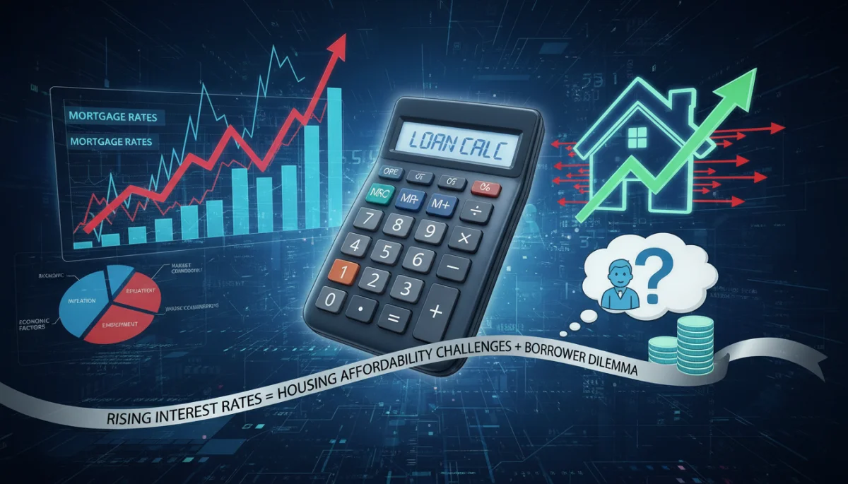 Financial indicators showing mortgage rate fluctuations and housing market trends.