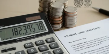 Calculator and student loan documents symbolizing interest rate changes