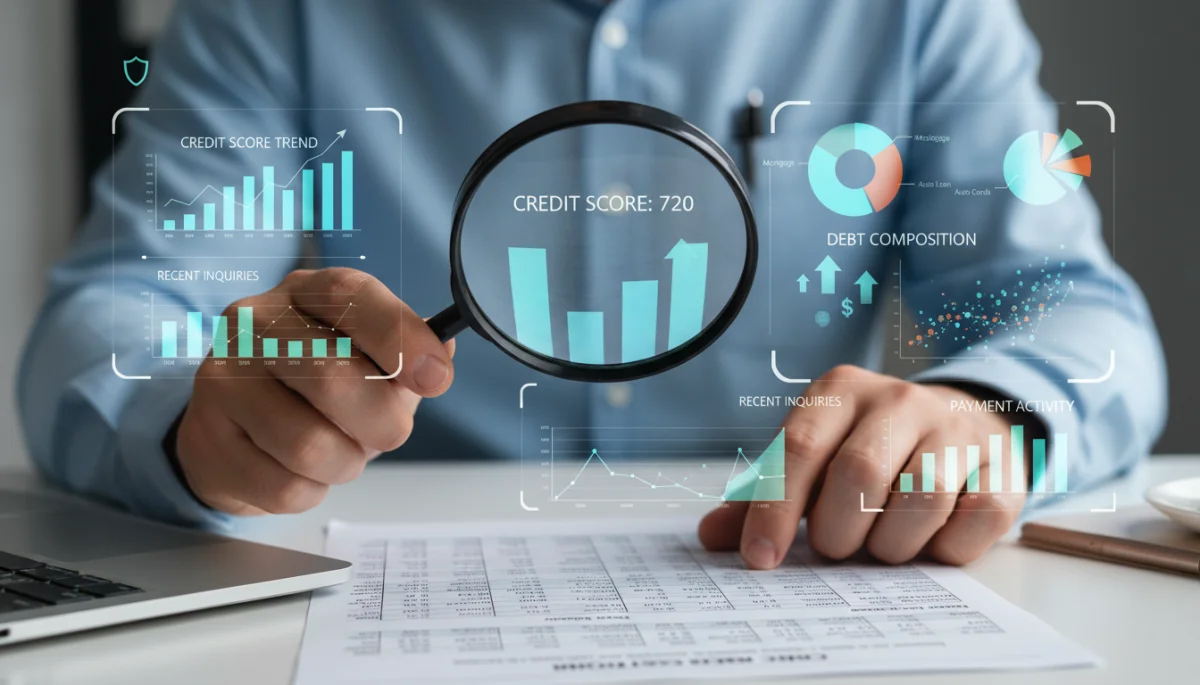 Analyzing a credit report for new credit score changes