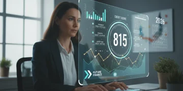 Digital credit score dashboard with financial graphs and 2026 calendar