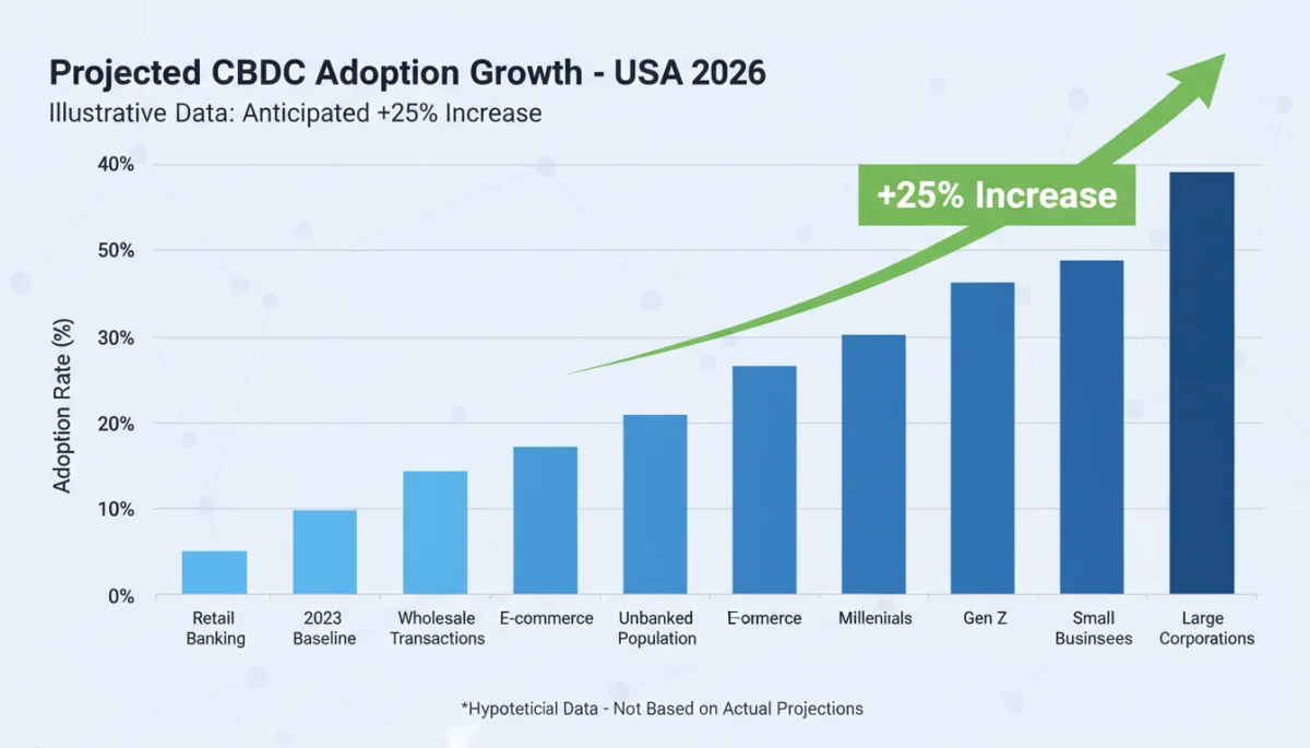 Projected US CBDC adoption growth infographic