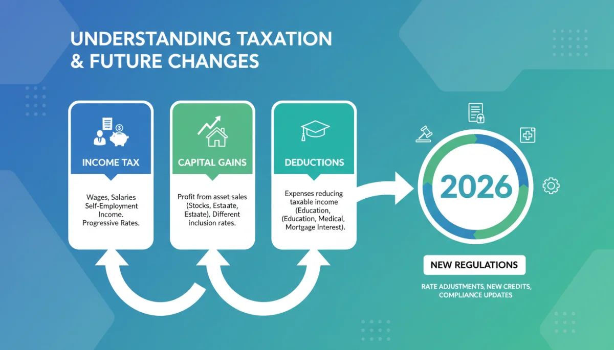 Infographic showing various tax categories and upcoming 2026 regulatory changes